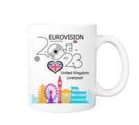 Eurovision 2023 Song Contest Party Mug - Eurovision Liverpool Mug,11oz White Ceramic Song Contest Cup - Unofficial - Music Gift - Festival Merch (Design 1)