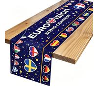 Eurovision 2026 Party Decorations Tablecloth, Eurovision 2026 Celebration Themed Decor, 30x180cm Eurovision Tablecloth for Home Garden Bar Street Indoor Outdoor Decor