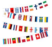 Eurovision Bunting Party Decorations, 37 Country Fabric European Flag Bunting- 12m Long 2025 Eurovision Song Contest Decorations for Indoor Outdoor Garden Bar (1 Pack)