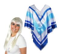 EUROVISION DISCO QUEEN COSTUME PONCHO CAPE MICROPHONE 70'S CELEBRITY SUPER DISCO