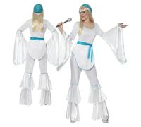 Eurovision Ladies 70s Pop Group Fancy Dress Costume 80s Super Trooper Outfit