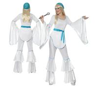 Eurovision Ladies 70s Pop Group Fancy Dress Costume 80s Super Trooper Outfit