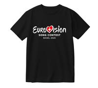 Eurovision Song Contest 2025 Cotton T-Shirt Women Men Crewneck Short Sleeve Casual Streetwear Tee (Black,XL)