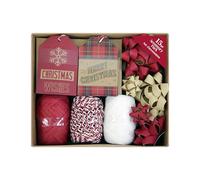 Eurowrap 15 Piece Kraft Christmas Tag, Ribbon & Bow Gift Wrapping Accessory Set - 100% Recycled Materials - Eco-Friendly Festive Present Decoration Kit