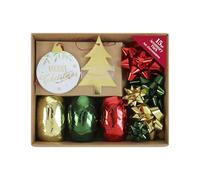 Eurowrap 15 Piece Traditional Christmas Tag, Ribbon & Bow Gift Wrapping Accessory Set - Red, Gold & Green Festive Decoration Kit