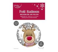 Eurowrap 18" Christmas Foil Balloon Xmas Party Decoration Suitable for Hellium Reindeer Head Includes String and Sticky Tabs