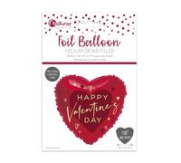 Eurowrap 18" Happy Valentines Day Love Foil Heart Balloon Helium or Air Filled Includes String, Ribbon and Sticky Tabs