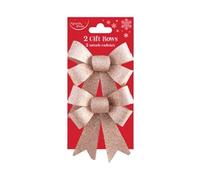 Eurowrap 2 Glitter Bows Rose Gold 13x14.5cm (Pack of 6) X-25479-BC