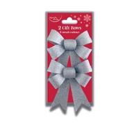 Eurowrap 2 Glitter Gift Bows Silver (Pack of 6) X-25476-BCC