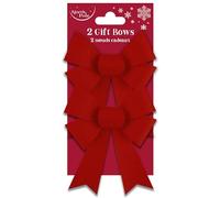 Eurowrap 2 Luxury Red Velour Gift Bows Traditional Christmas Birthday Present Xmas