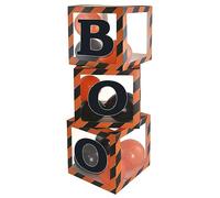 Eurowrap 3 Halloween Balloon Boxes Boo Scary Orange and Black Decoration Includes 12 Balloons and 3 Adhesive Stickers