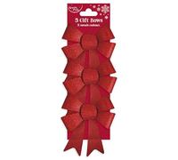 Eurowrap 3 Pack Red Present Bows - Glitter Gift Wrap Bows with Loops and Tails - 11cm Width - Perfect for Christmas, Birthdays & Special Occasions