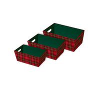Eurowrap 3 Tartan Christmas Hamper Basket Nested Gift Boxes Make Your Own Gift Hamper