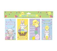 Eurowrap 4 Pack Cute Easter Money Wallets - Yellow-739, Cartoon Pattern, Unisex-Adults, 4 Items, Paper/Cardstock, Zipper Closure