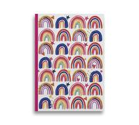 Eurowrap A4 Lined Notepad - 100 Sheets, Colourful Rainbow Design Cover, Pink Printed Inside Cover, Perfect for Notes, Writing, and Organisation