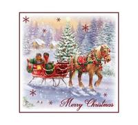 Eurowrap Assorted Christmas Cards Xmas Carriage, 2 Designs Merry Christmas and Seasons Greetings - Pack of 12