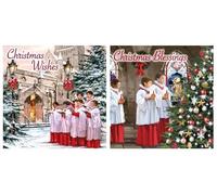 Eurowrap Assorted Christmas Cards Xmas Choir, 2 Designs Christmas Blessings and Christmas Wishes - Pack of 12