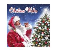 Eurowrap Assorted Christmas Cards Xmas Traditional Santa, 2 Designs Merry Christmas and Christmas Wishes - Pack of 12