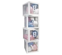 Eurowrap Baby Balloon Box (Pack Of 4) White/transparent (One Size)