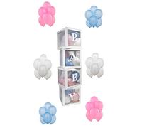 Eurowrap Baby Shower Balloon Boxes New Baby Boy Girl Newborn Celebration Decoration Blue Pink Decor Includes 16 Balloons 30cm x 30cm