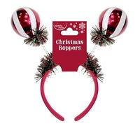 Eurowrap Bauble Head Boppers - Red & White Christmas Headband with Festive Springy Baubles - Fun Holiday Fancy Dress Party Accessory