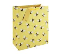 Eurowrap Bee Print Large Gift Bags Pack of 6 - Yellow Present Bags with Bumblebee Pattern, Silk Handles & Tags - Gift Bags for Girls, Women, Birthday, Mother’s Day & Valentine’s Day