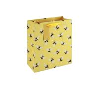 Eurowrap Bee Print Medium Gift Bag - Yellow Present Bag with Bumblebee Pattern, Silk Handles & Tag - Gift Bag for Girls, Women, Birthday, Mother’s Day & Valentine’s Day