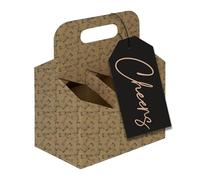 Eurowrap Beer Bottle Carrier with Cheers Gift Tag - 6 Bottle Holder for Craft Beer - Cardboard Gift Box for Dad, Father’s Day or Birthday - Eco Friendly & Recyclable