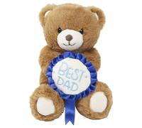 Eurowrap Best Dad Teddy Bear with Blue Rosette - Soft Brown Plush Toy for Father’s Day, Dad’s Birthday or Gift Hamper for Dads from Kids or Adults