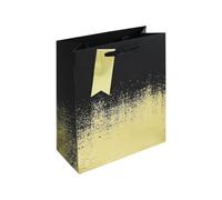 Eurowrap Black/Gold Distressed Gift Bag With Gift Tag - Gift Bag for Him, Her, Christmas, Weddings, Birthdays, Father's Day - Birthday Gift Wrap Occasion Present - Medium Size