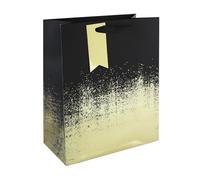 Eurowrap Black/Gold Distressed Gift Bag With Gift Tag - Gift Bag for Him, Her, Christmas, Weddings, Birthdays, Father's Day - Birthday Gift Wrap Occasion Present - Large Size