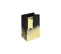 Eurowrap Black/Gold Distressed Gift Bag With Gift Tag - Gift Bag for Him, Her, Christmas, Weddings, Birthdays, Father's Day - Birthday Gift Wrap Occasion Present - Small Size