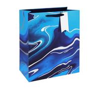 Eurowrap Blue Marble Large Gift Bag with Foil Finish & Gift Tag