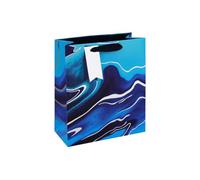 Eurowrap Blue Marble Medium Gift Bag with Foil Finish & Gift Tag