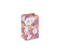 Eurowrap Bright Floral Small Gift Bag - Pink Present Bag with Colourful Flowers, Yellow Inside Print, Silk Handles & Tag - Gift Bag for Girls, Women, Birthday, Mother’s Day & Valentine’s Day