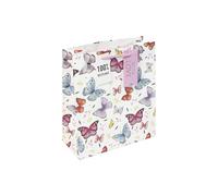 Eurowrap Butterfly Medium Gift Bag - White Textured Kraft Paper with Colourful Butterfly Pattern, Woven Handle & Tag - Perfect for Mother's Day, Birthdays & Special Occasions