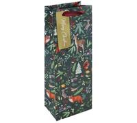 Eurowrap Christmas Bottle Gift Bag Woodland Design 35.5x12.7x9cm