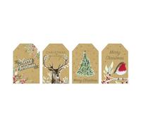 Eurowrap Christmas Brown Kraft Gift Tags Xmas Pack of 20, 4 Assorted Designs, Eco Friendly Made from 100% Recyclable Paper Traditional Design