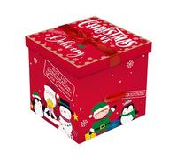 Eurowrap Christmas Eve Delivery Gift Box - Large 28cm Red Festive Present Box with Lid, Ribbon & Handles - Reusable Storage or Hamper Box for Holiday Gifts & Decorations