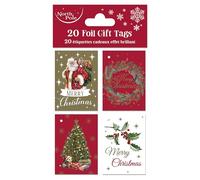 Eurowrap Christmas Foil Finish Gift Tags Xmas - Pack of 20-4 Assorted Designs - Traditional Designs - Gift Tags for Presents - Gift Wrap for Christmas - Christmas Wrap