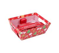 Eurowrap Christmas Gingerbread Hamper Set - Festive Gift Box with Decorative Shred, Cello Wrap & Ribbon - Create Your Own Christmas Hamper - 23.5 x 18.5 x 9 cm