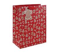 Eurowrap Christmas Gingerbread Man Gift Bag - Large with Tag - Children's Xmas Gift Wrap, Festive