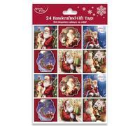 Eurowrap Christmas Handcrafted Gift Tags Xmas - Pack of 24-6 Assorted Designs - Traditional Santa Designs - Gift Tags for Presents - Gift Wrap for Christmas - Christmas Wrap