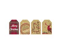 Eurowrap Christmas Kraft Gift Tags Xmas Pack of 20, 4 Assorted Designs, Made from 100% Recyclable Paper, Tartan Design