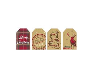 Eurowrap Christmas Kraft Gift Tags Xmas Pack of 20, 4 Assorted Designs, Made from 100% Recyclable Paper, Tartan Design