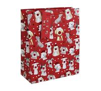 Eurowrap Christmas Paws Dog Gift Bag with Red Gift Tag Xmas Gift Wrap Large