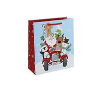 Eurowrap Christmas Santa and Friends Gift Bag with Gingerbread Gift Tag Xmas Gift Wrap Snowman Penguin Reindeer Medium