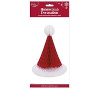 Eurowrap Christmas Themed Honeycomb Santa Hat Decoration - 30cm x 20cm - Christmas Décor Festive Home Eco Friendly Christmas Decoration