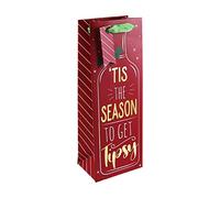 Eurowrap Christmas Tis The Season To Get Tipsy Gift Bag with Gift Tag Xmas, Bottle Size 100% Recyclable