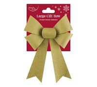 Eurowrap Christmas Tree Bow Xmas Tree Topper Party Decoration Gift Bow Glitter Gold 30cm x 17cm